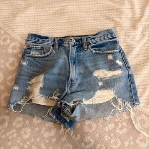 Abercrombie & Fitch Ripped Blue Jean Shorts